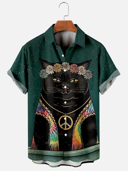 Mens Funky Hippies Peace&Love Black Cats Print Casual Breathable Chest Pocket Short Sleeve Hawaiian Shirts, Green, Men's Floral shirt
Mens Funky Hippies Peace&Love Black Cats Print Casual Breathable Chest Pocket Short Sleeve Hawaiian Shirts, Green, Men's Floral shirt