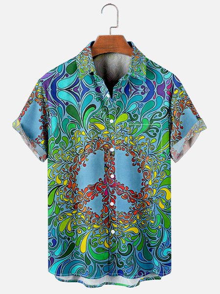 Mens Hippie Peace&Love Print Casual Breathable Chest Pocket Short Sleeve Hawaiian Shirts, Blue, Men's Floral shirt
Mens Hippie Peace&Love Print Casual Breathable Chest Pocket Short Sleeve Hawaiian Shirts, Blue, Men's Floral shirt