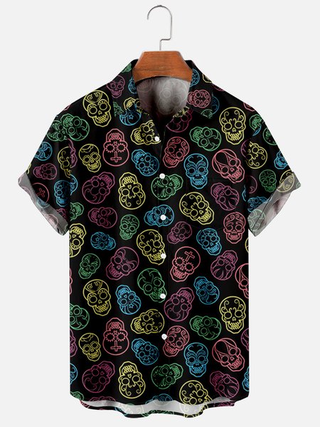 Mens Skull Punk Print Casual Breathable Chest Pocket Short Sleeve Hawaiian Shirts, Black, Men's Floral shirt
Mens Skull Punk Print Casual Breathable Chest Pocket Short Sleeve Hawaiian Shirts, Black, Men's Floral shirt