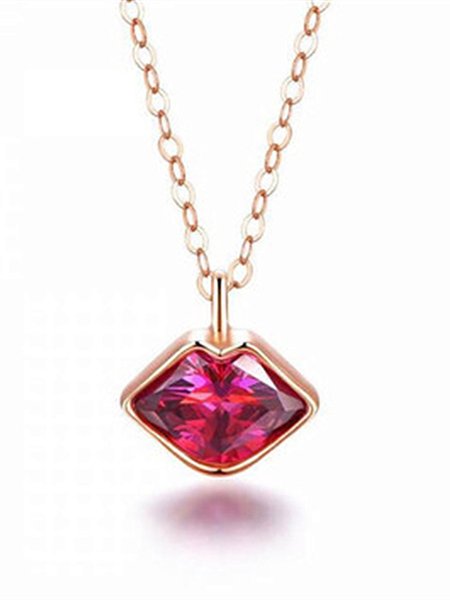 Valentine's Day Personality Lip Crystal Necklace, As picture, Necklaces