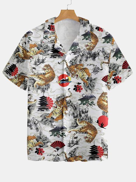 Vintage Ukiyo-e Landscape Tiger Hawaiian Short Sleeve Shirt, As picture, Men's Floral shirt
Vintage Ukiyo-e Landscape Tiger Hawaiian Short Sleeve Shirt, As picture, Men's Floral shirt
