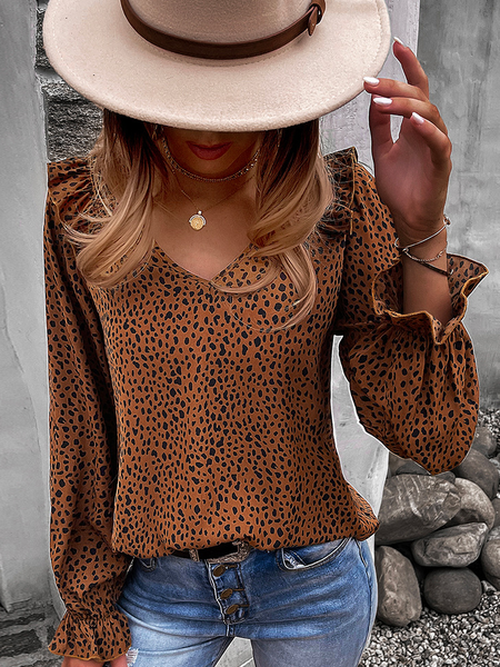Leopard Casual Cotton Blends V Neck Elegant Shirts & Tops, Caramel, Shirts & Blouses
Leopard Casual Cotton Blends V Neck Elegant Shirts & Tops, Caramel, Shirts & Blouses