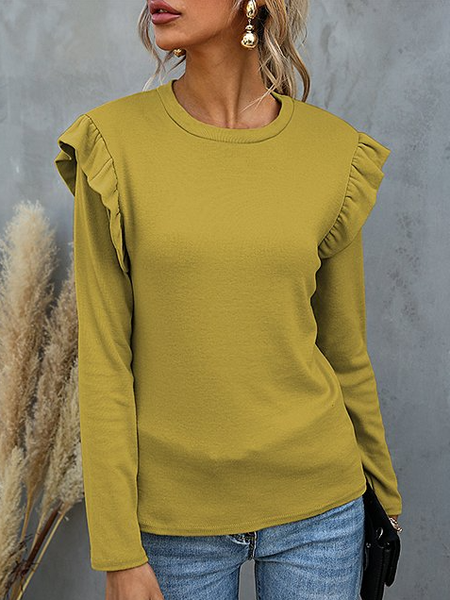 Regular Fit Shirts & Tops Dark yellow lotus leaf flying shoulder simple top, Yellow brown, Long sleeve tops
Regular Fit Shirts & Tops Dark yellow lotus leaf flying shoulder simple top, Yellow brown, Long sleeve tops