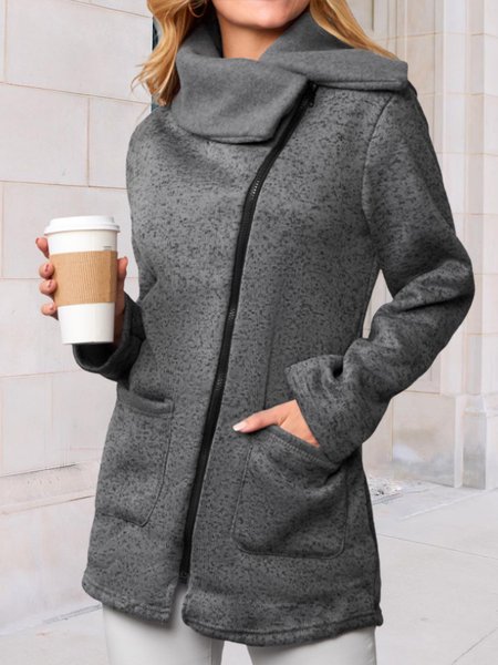 Casual Asymmetrical Neck Regular Fleece Fit Outerwear, Deep gray, Outerwear
Casual Asymmetrical Neck Regular Fleece Fit Outerwear, Deep gray, Outerwear
