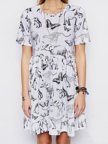 Regular Fit Butterfly Crew Neck Dresses, Black-white, Casual Dresses
Regular Fit Butterfly Crew Neck Dresses, Black-white, Casual Dresses