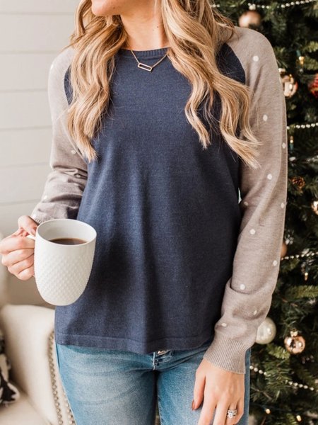 Casual Polka Dots Shirts & Tops, Blue, Tees & T-shirts