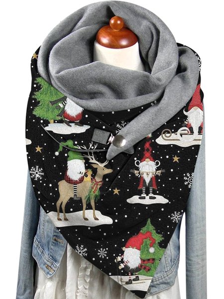 Christmas Holiday Xmas Reindeer Soft Scarivs, Black, Scarfs