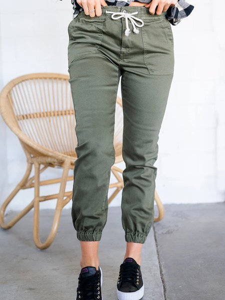 Loosen Casual Pants, Green, Pants