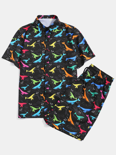 Lapel Pockets Sea Casual Suits, Multicolor, Men's sets