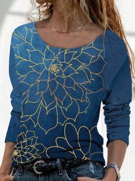Long sleeve round neck geometric Vintage Gold Flower Print Top T-shirt women, Blue, Tees & T-shirts
Long sleeve round neck geometric Vintage Gold Flower Print Top T-shirt women, Blue, Tees & T-shirts