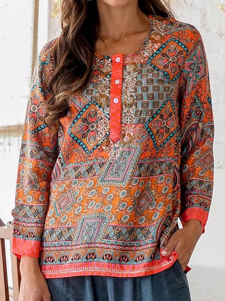 Tribal Printed Long Sleeves Crew Neck Buttoned Plus Size Casual Tops, Multicolor, Tops
Tribal Printed Long Sleeves Crew Neck Buttoned Plus Size Casual Tops, Multicolor, Tops