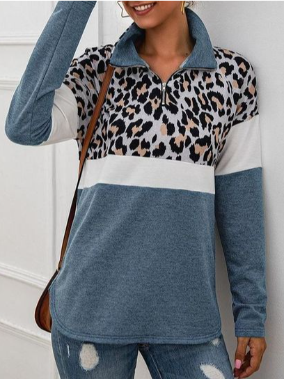 Casual Off Shoulder Shirts & Tops Leopard print contrast panel top, Blue, Long sleeve tops
Casual Off Shoulder Shirts & Tops Leopard print contrast panel top, Blue, Long sleeve tops