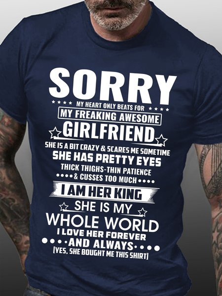 Sorry, My Heart Beats For My Awesome Girlfriend T-shirt, Purplish blue, T-shirts