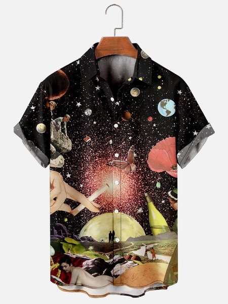 Mens Funny Planet Print Casual Breathable Chest Pockets Short Sleeve Hawaiian Shirts, Black, Men's Floral shirt
Mens Funny Planet Print Casual Breathable Chest Pockets Short Sleeve Hawaiian Shirts, Black, Men's Floral shirt