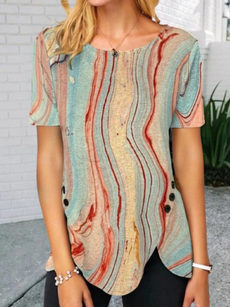 Casual Short Sleeve Round Neck Plus Size Printed Tops T-shirts, Multicolor, T-Shirts
Casual Short Sleeve Round Neck Plus Size Printed Tops T-shirts, Multicolor, T-Shirts