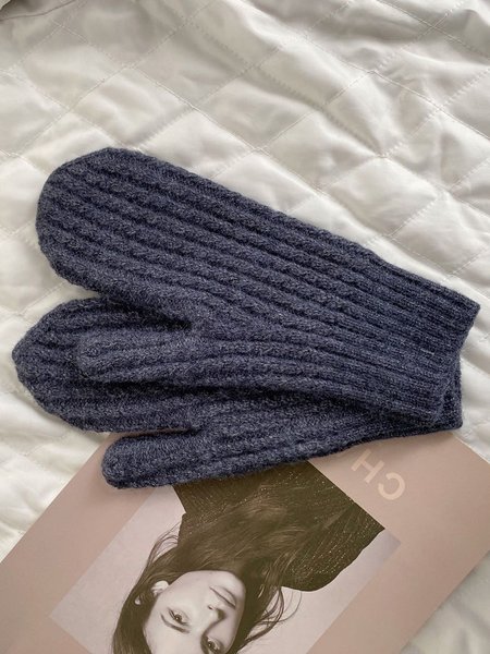 Simple Plain Warm Knitted Gloves, Navyblue, Scarves&Gloves