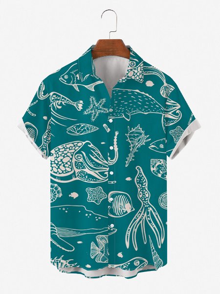 Mens Sea Life Print Casual Breathable Loose Short Sleeve Hawaiian Shirts, Blue, Men's Floral shirt
Mens Sea Life Print Casual Breathable Loose Short Sleeve Hawaiian Shirts, Blue, Men's Floral shirt