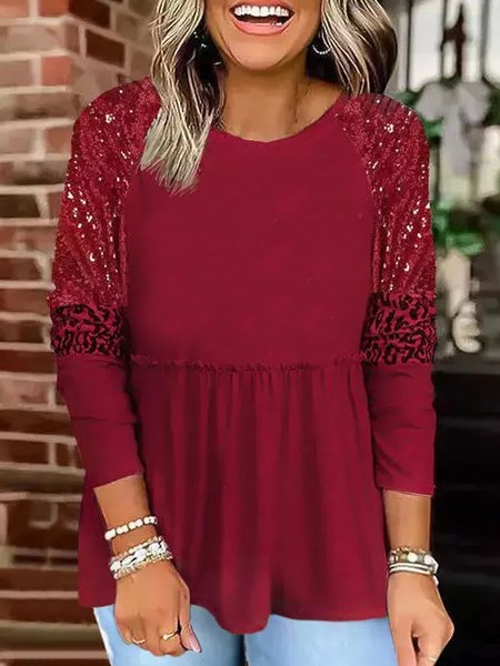 Casual Crew Neck Loosen Shirts & Tops, Red, Long sleeve tops
Casual Crew Neck Loosen Shirts & Tops, Red, Long sleeve tops