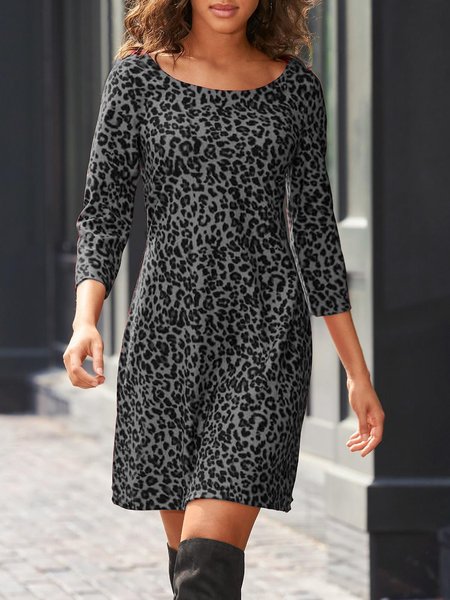 Loosen Dresses, Black-grey, Mini Dresses