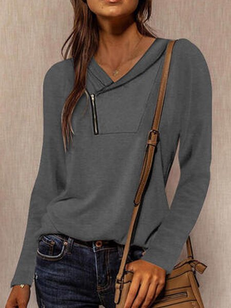 Loosen Casual Shirts & Tops, Gray, Tops