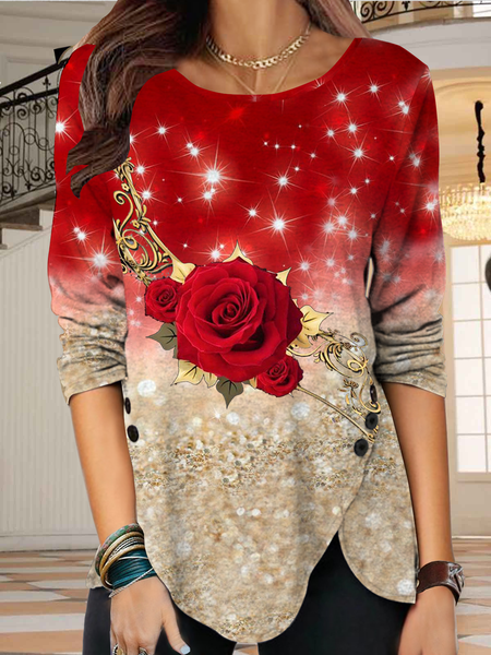 Long sleeve round neck gorgeous gradient plant rose top Plus Size, Red, Long sleeve tops
Long sleeve round neck gorgeous gradient plant rose top Plus Size, Red, Long sleeve tops