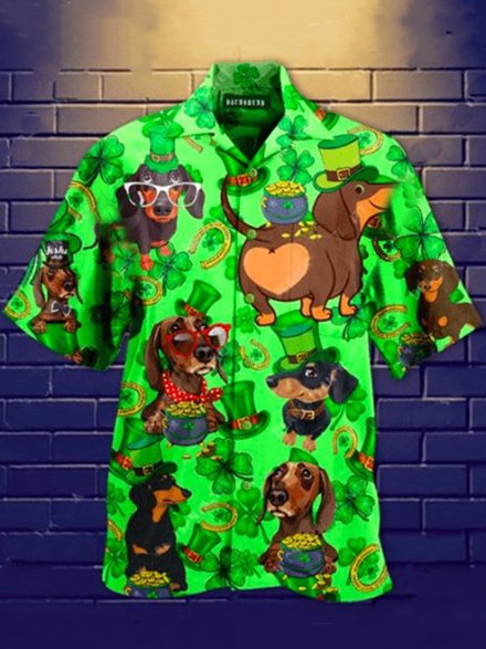 Mens St Patrick's Day Dogs & Clovers Print Casual Breathable Short Sleeve Hawaiian Shirts, Green, Men's Floral shirt
Mens St Patrick's Day Dogs & Clovers Print Casual Breathable Short Sleeve Hawaiian Shirts, Green, Men's Floral shirt
