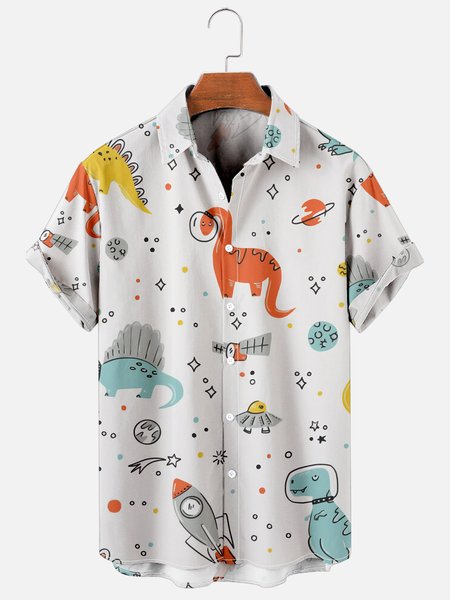 Hawaii Retro Technology Series Men's Casual Short-sleeved Shirt, As picture, Men's Floral shirt