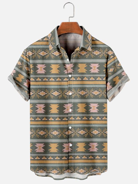 Retro ethnic geometric Hawaiian short-sleeved shirt, As picture, Men's Floral shirt
Retro ethnic geometric Hawaiian short-sleeved shirt, As picture, Men's Floral shirt