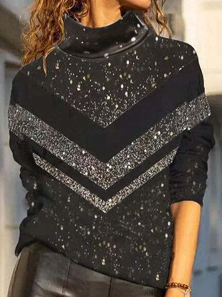 Color Block High Neckline Long Sleeve Blouses, Black, Long sleeve tops
Color Block High Neckline Long Sleeve Blouses, Black, Long sleeve tops