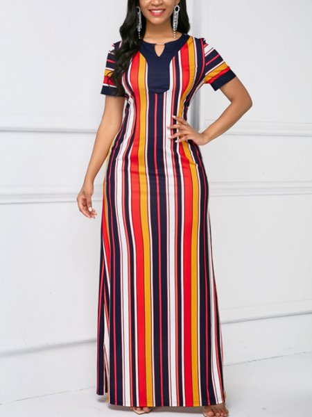 Vibrant holiday notch collar color striped dress, Multicolor, Casual Dresses
Vibrant holiday notch collar color striped dress, Multicolor, Casual Dresses