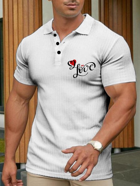 Valentine's Day Love Print Micro-Elastic Short-Sleeved Polo Shirt, White, Men's t-shirts
Valentine's Day Love Print Micro-Elastic Short-Sleeved Polo Shirt, White, Men's t-shirts