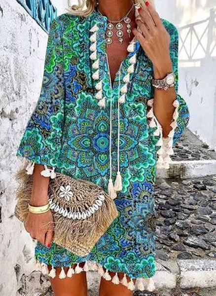 Paisley Casual Vacation Tribal Vacation V neck Dresses, Green, Summer Dresses
Paisley Casual Vacation Tribal Vacation V neck Dresses, Green, Summer Dresses