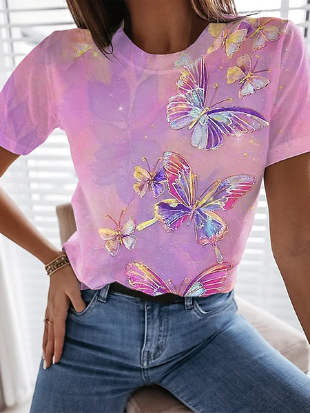 Butterfly Animal Casual Cotton Blends Crew Neck Shirts & Tops, Pink, T-Shirts
Butterfly Animal Casual Cotton Blends Crew Neck Shirts & Tops, Pink, T-Shirts