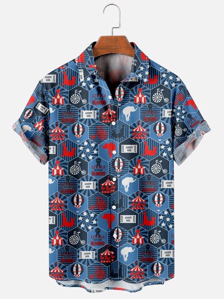 Hawaiian Retro Hippie Men's Casual Short-sleeved Shirt, As picture, Men's Floral shirt