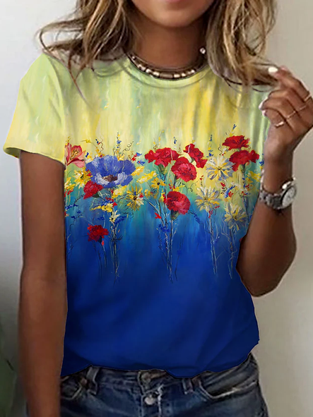 Floral Cotton Blends Casual Short sleeve Shirts & Tops, Multicolor, T-Shirts
Floral Cotton Blends Casual Short sleeve Shirts & Tops, Multicolor, T-Shirts