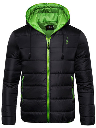 Sport Contrast Hooded Long Sleeve Jacket, Black-green, Jacket