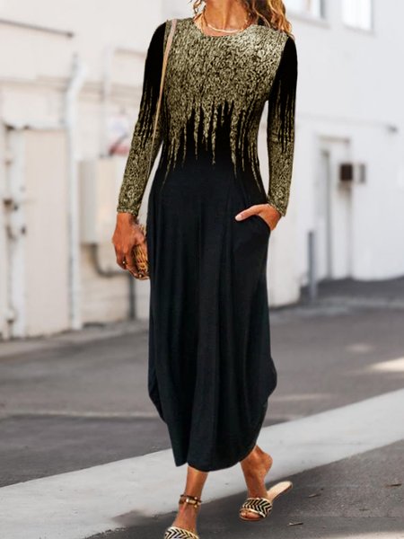 Long sleeve Crew Neck Daily Dresses(accessory not included), Black, Tie dye dress
Long sleeve Crew Neck Daily Dresses(accessory not included), Black, Tie dye dress