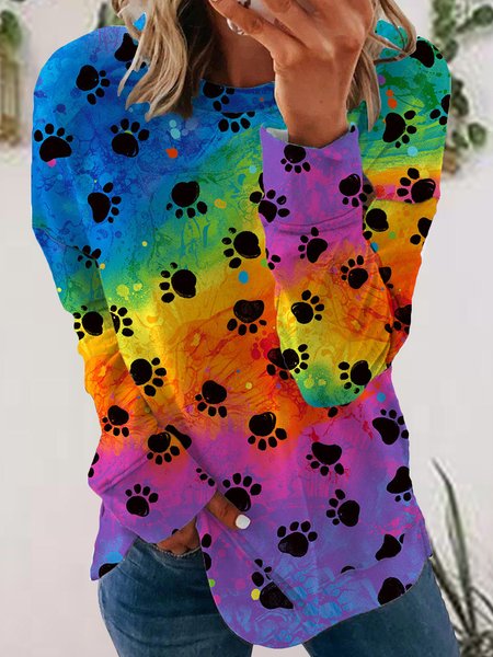 Dog Paws Gradient Print Round Neck Long-sleeve Sweatshirt, As picture, Hoodies&Sweatshirts
Dog Paws Gradient Print Round Neck Long-sleeve Sweatshirt, As picture, Hoodies&Sweatshirts