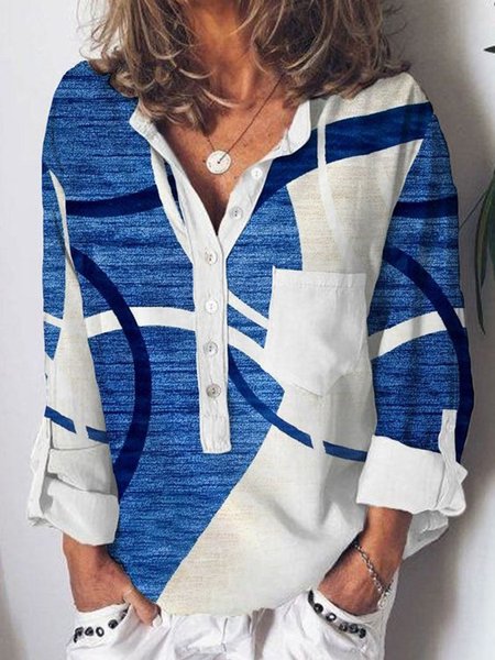 Geometric Printed Buttoned Long Sleeve Round Neck Loosen Shirts & Tops, As picture, Blouses & Shirts
Geometric Printed Buttoned Long Sleeve Round Neck Loosen Shirts & Tops, As picture, Blouses & Shirts