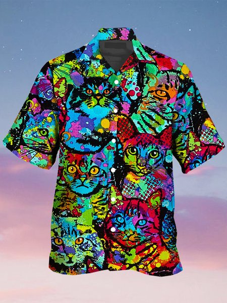 Mens Pop Art Cats Print Casual Breathable Short Sleeve Hawaiian Shirts, Multicolor, Men's Floral shirt
Mens Pop Art Cats Print Casual Breathable Short Sleeve Hawaiian Shirts, Multicolor, Men's Floral shirt
