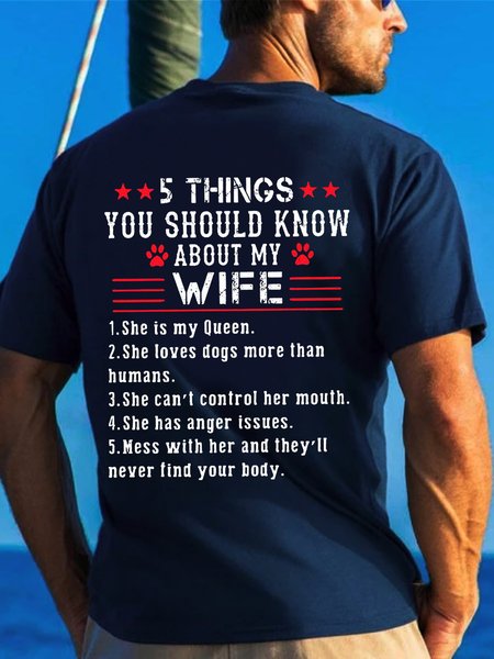 Five Things About My Wife Short Sleeve Shirts & Tops, Purplish blue, T-shirts