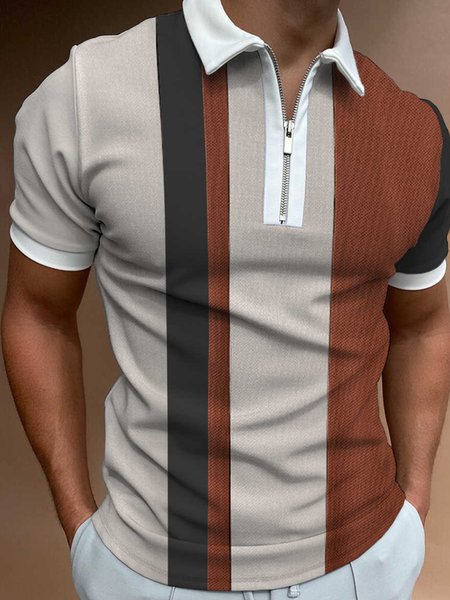 Striped Print Contrast Cotton Blend Short-Sleeved Polo Shirt, As picture, Men's t-shirts
Striped Print Contrast Cotton Blend Short-Sleeved Polo Shirt, As picture, Men's t-shirts