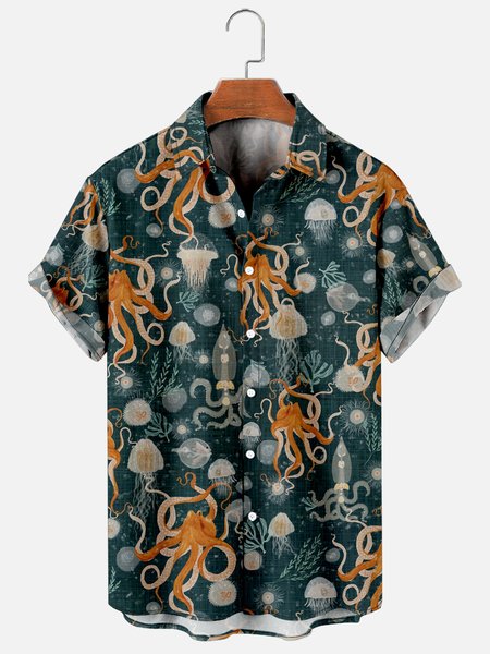 Mens Jellyfish Octopus Print Retro Breathable Hawaiian Short Sleeve Shirt, Darkgreen, Men's Floral shirt
Mens Jellyfish Octopus Print Retro Breathable Hawaiian Short Sleeve Shirt, Darkgreen, Men's Floral shirt