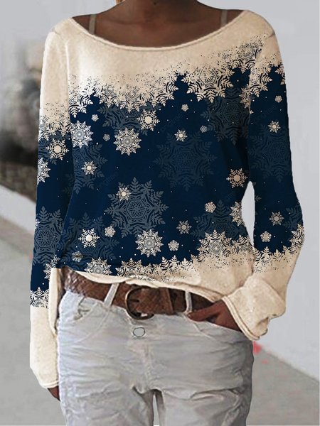 Casual Scoop Neckline Shirts & Tops, Blue, Tops