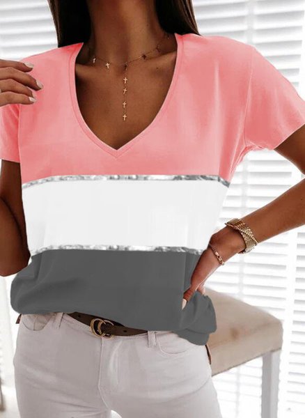 Color Block Printed Casual V Neck Short Sleeve Shirts & Tops, Multicolor, Tops
Color Block Printed Casual V Neck Short Sleeve Shirts & Tops, Multicolor, Tops