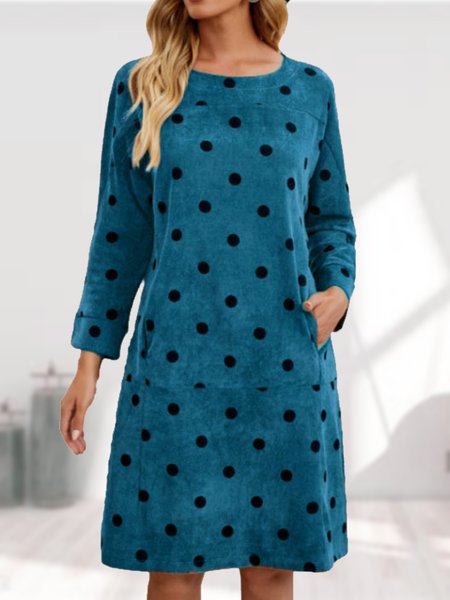 Long sleeve corduroy polka dot print pocket dress Crew Neck Loosen Casual Dresses, Blue, Mini Dresses
Long sleeve corduroy polka dot print pocket dress Crew Neck Loosen Casual Dresses, Blue, Mini Dresses