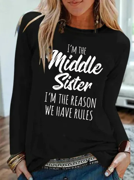 Sister Funny Casual Shirts & Tops, Black, T-Shirts