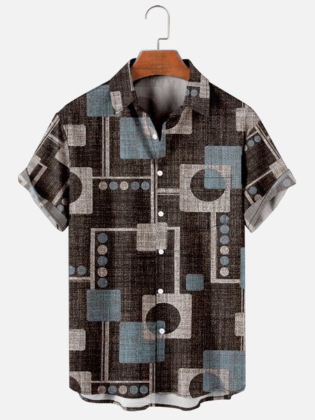 Mens Geo Print Casual Breathable Chest Pockets Short Sleeve Hawaiian Shirts, Black, Men's Floral shirt
Mens Geo Print Casual Breathable Chest Pockets Short Sleeve Hawaiian Shirts, Black, Men's Floral shirt