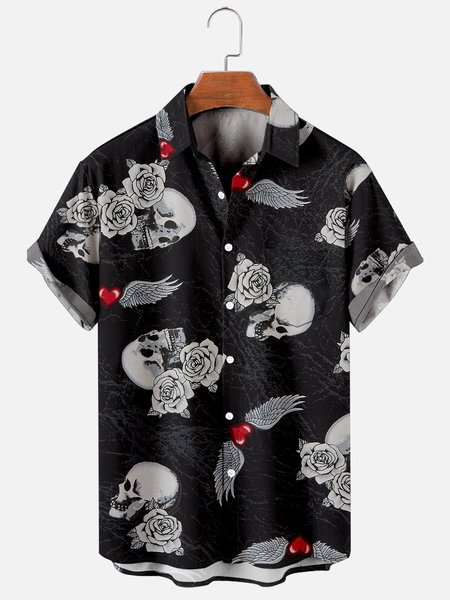 Mens Hippie Skull Love Print Casual Breathable Chest Pockets Short Sleeve Hawaiian Shirts, Black, Men's Floral shirt
Mens Hippie Skull Love Print Casual Breathable Chest Pockets Short Sleeve Hawaiian Shirts, Black, Men's Floral shirt
