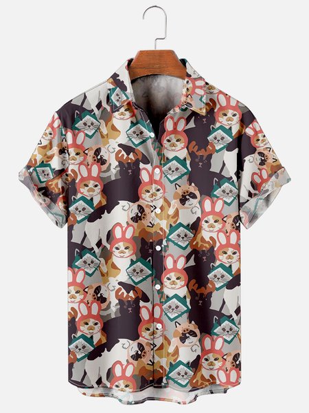 Mens Cats Print Casual Breathable Short Sleeve Hawaiian Shirts, Gray, Men's Floral shirt
Mens Cats Print Casual Breathable Short Sleeve Hawaiian Shirts, Gray, Men's Floral shirt